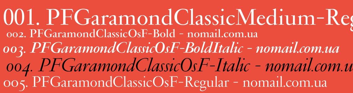 Font PF Garamond Classic