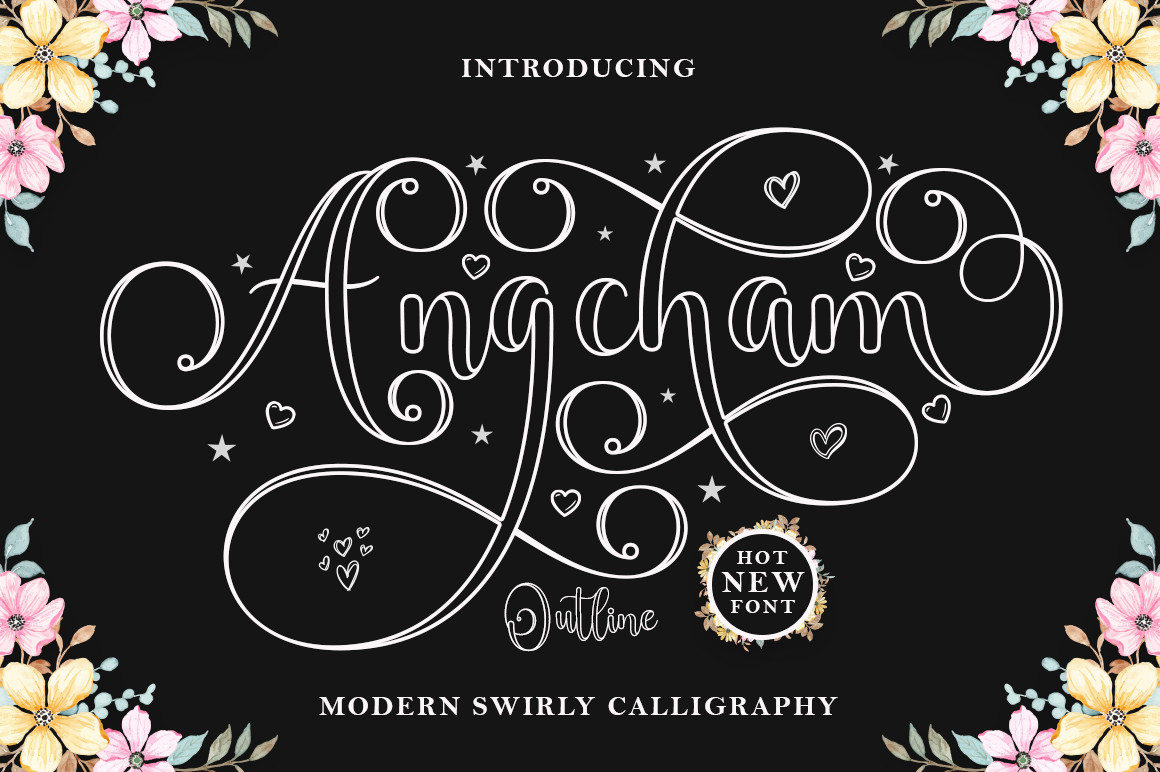 Font Angcham Outline