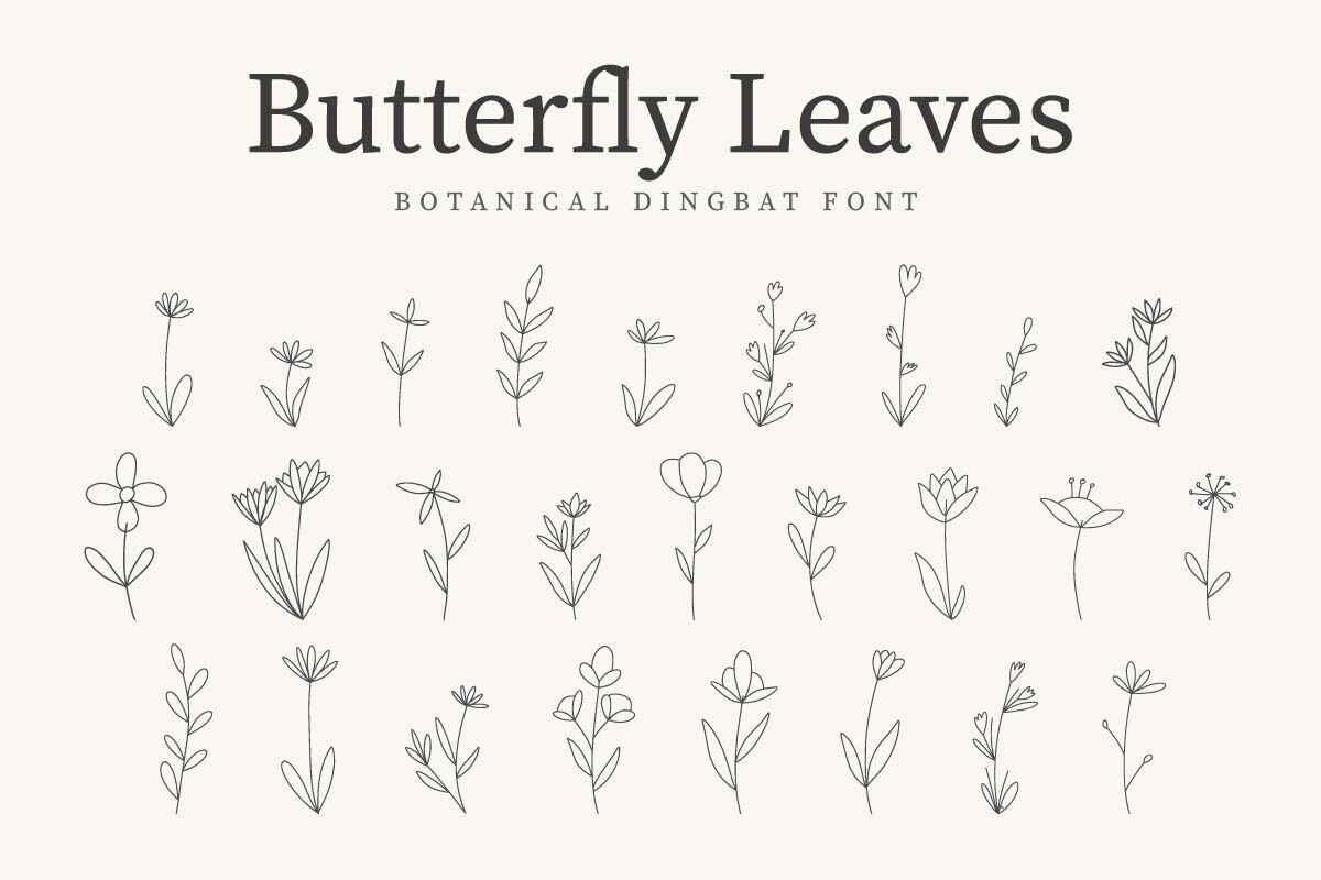 Font Butterfly Leave
