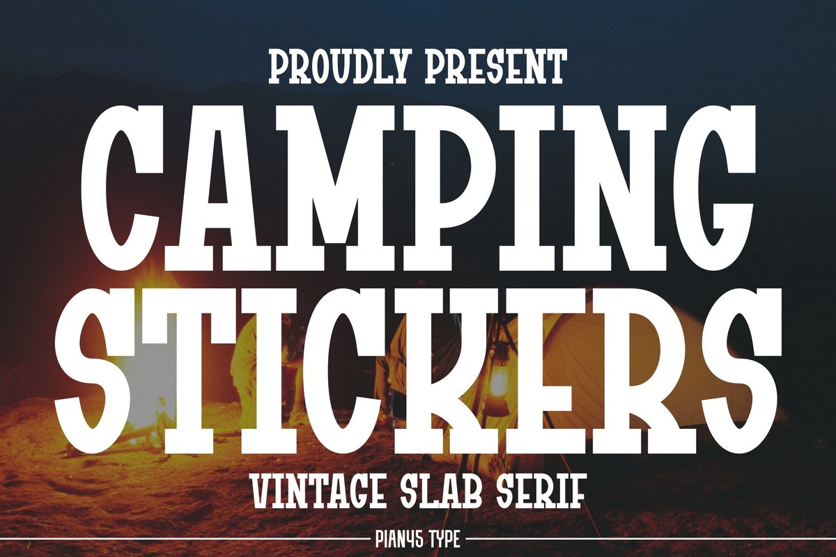 Font Camping Stickers