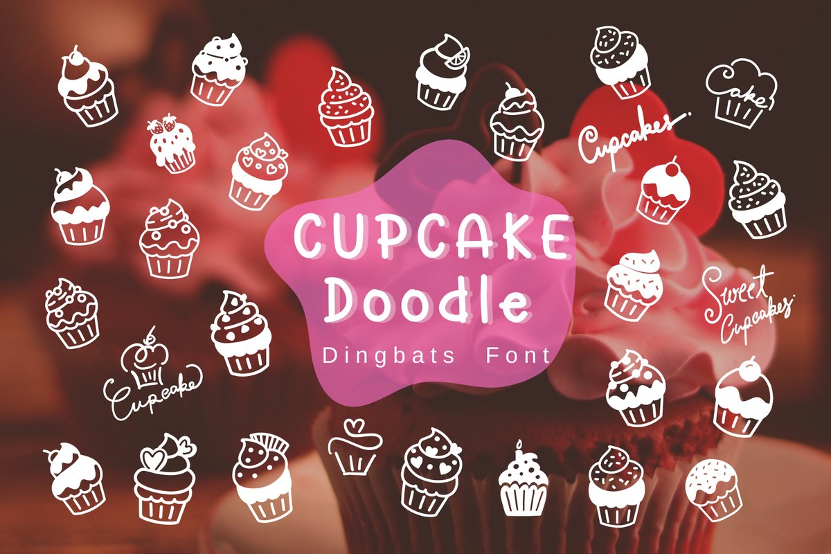 Font Cupcake Doodle